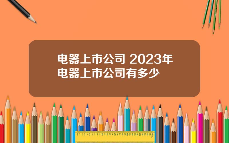 电器上市公司 2023年电器上市公司有多少